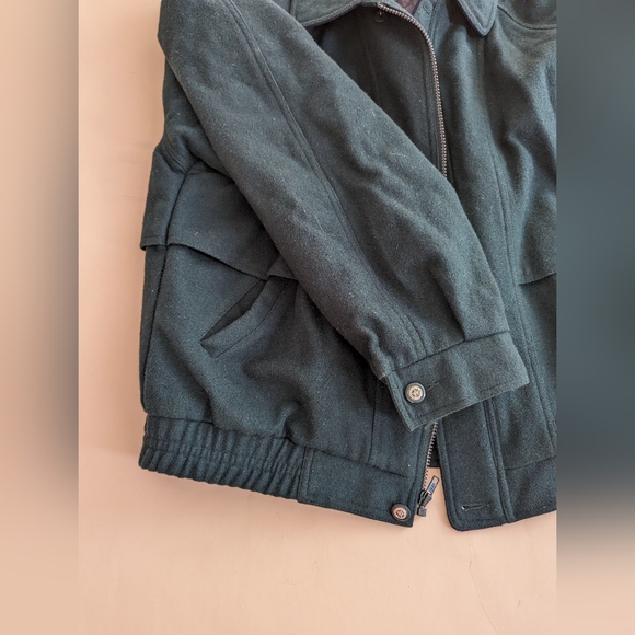 Clipper Mist Retro Vintage Dark Green Wool Bomber Jacket Size Large - Picture 6 of 14